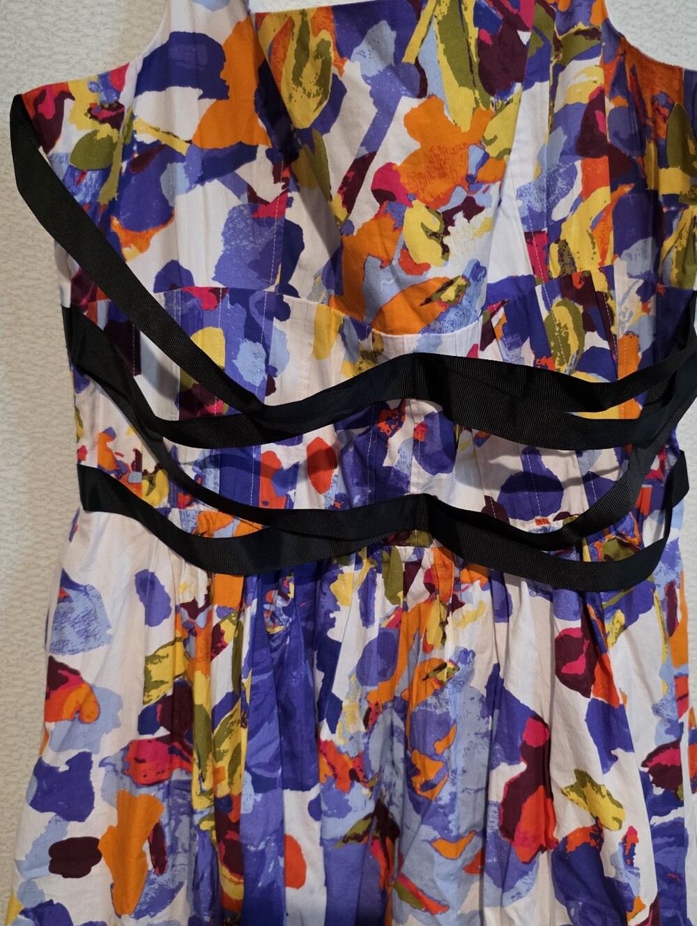 Maeve Anthropologie Botanical Floral Corset Midi Dress Colorful Womens Size 16 - Picture 2 of 9